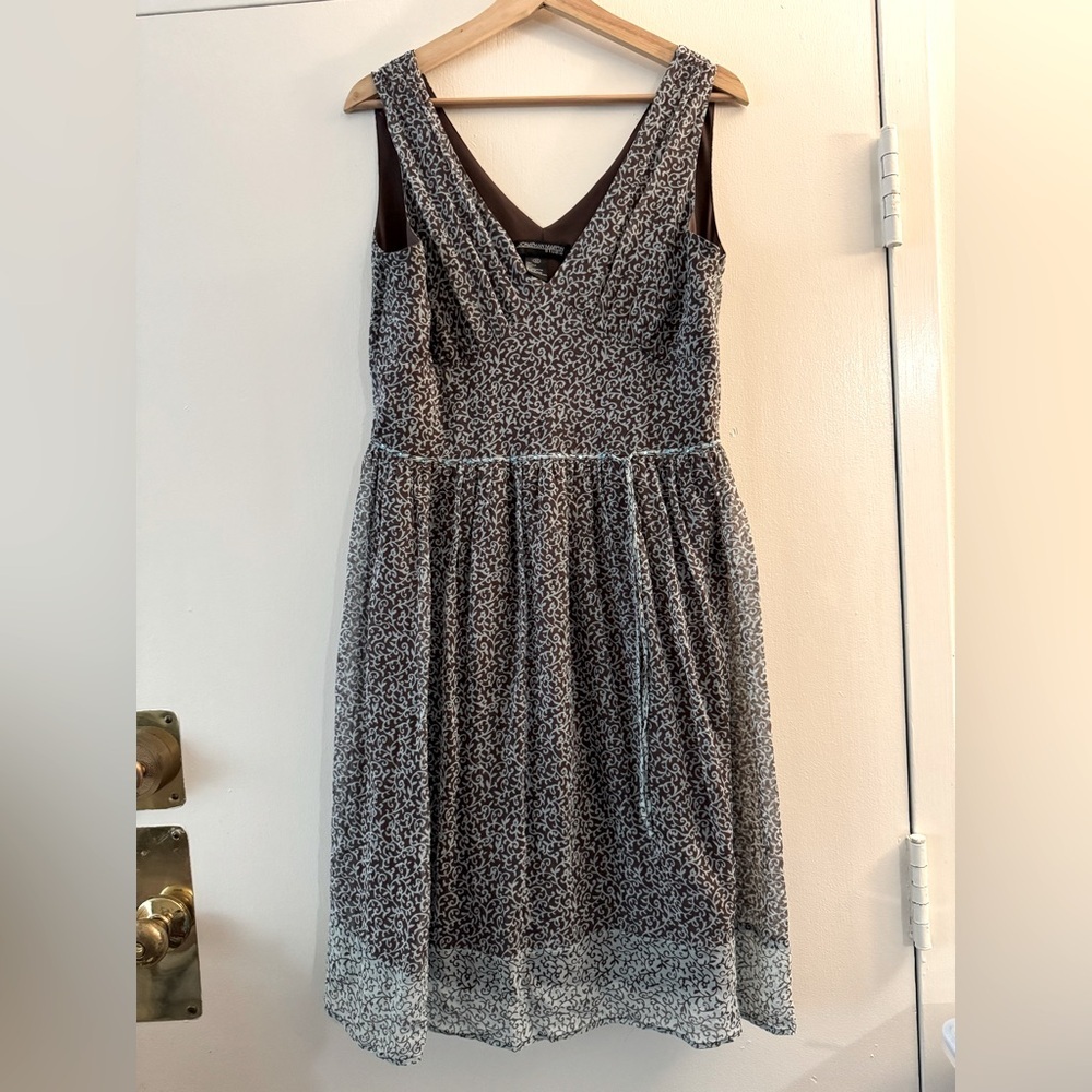 Vintage Y2K Jonathan Martin Studio Brown and Blue Silk Dress Size 12 Silk Fairy